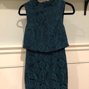 Badgley mischka teal popover midi dress sz 6